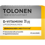 Tolonen Liposomaalinen D3-vitamiini 20µg ravintolisä 45tabl