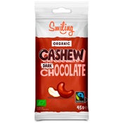 Smiling Cashew Dark Chocolate tummasuklaakuorrutettu cashewpähkinä luomu 45g
