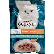 Purina Gourmet Perle Gravy Delight tonnikalaa ja meren herkkujen makuista kastiketta kissanruoka 85g