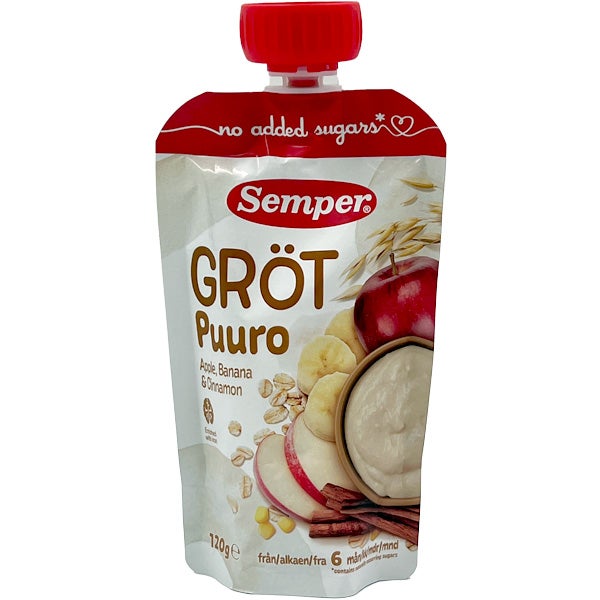 Semper Puuro omena, banaani & kaneli annospuuro 6kk 120g