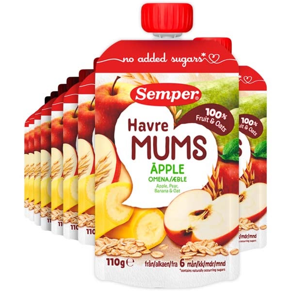 12kpl Semper Havremums Omena ja kaura hedelmäsose 6kk  110g