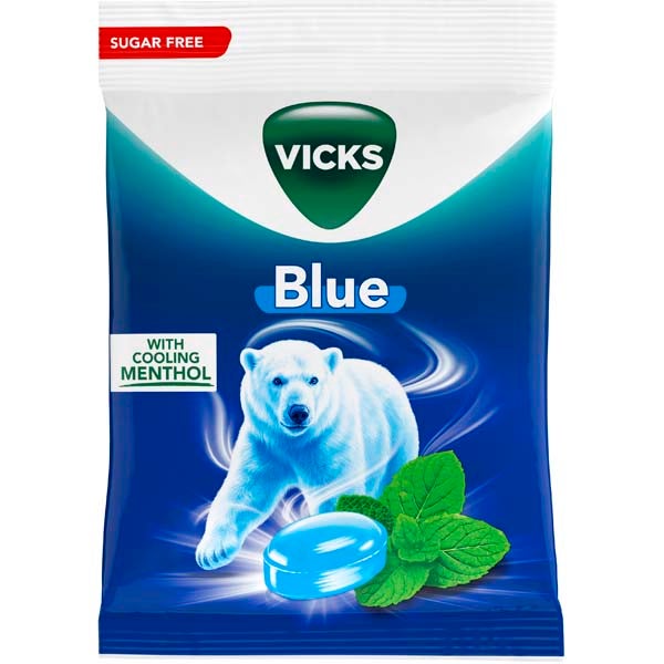 Vicks Blue Sugar Free kurkkupastilli 72g