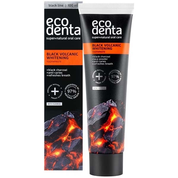 Ecodenta Black Volcanic Whitening valkaiseva hiilihammastahna 100ml