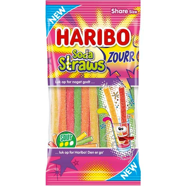 Haribo Soda Straws Zourr kirpeä karkkipatukka 90g