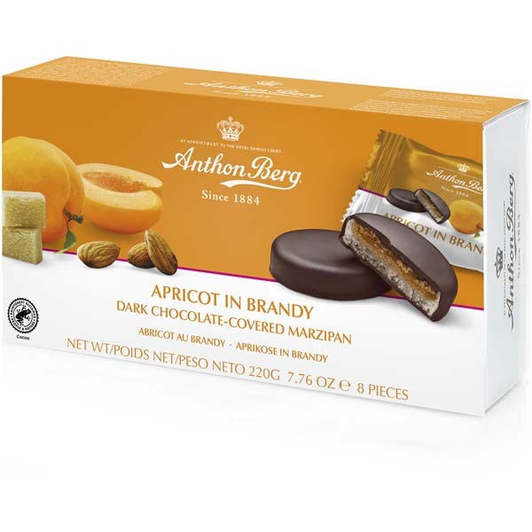 Anthon Berg Aprikoosit Brandyssä marsipaanikonvehti 220g