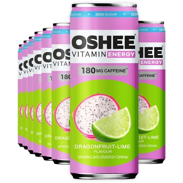 24kpl Oshee Energy Drink Dragonfruit-Lime energiajuoma 330ml