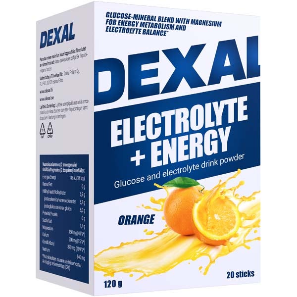 Dexal Electrolyte+Energy glukoosi-elektrolyyttijuomajauhe 20ps/120g