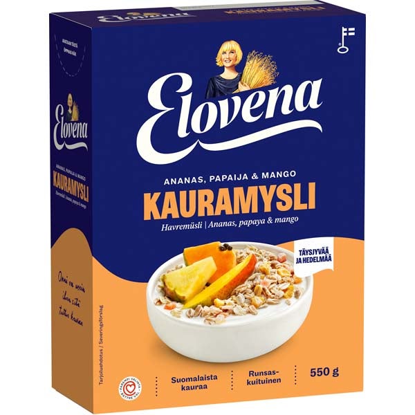 Elovena Ananas, papaija & mango täysjyväkauramysli 550g