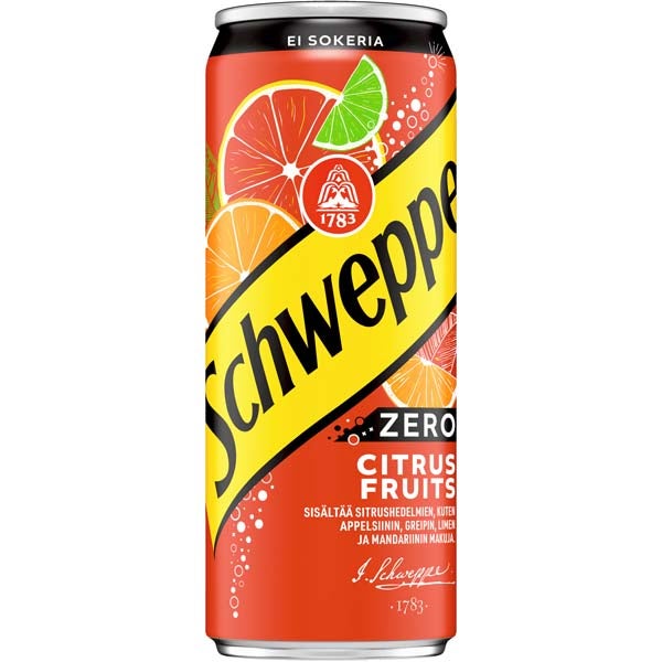 Schweppes Citrus Fruits Zero virvoitusjuoma 330ml