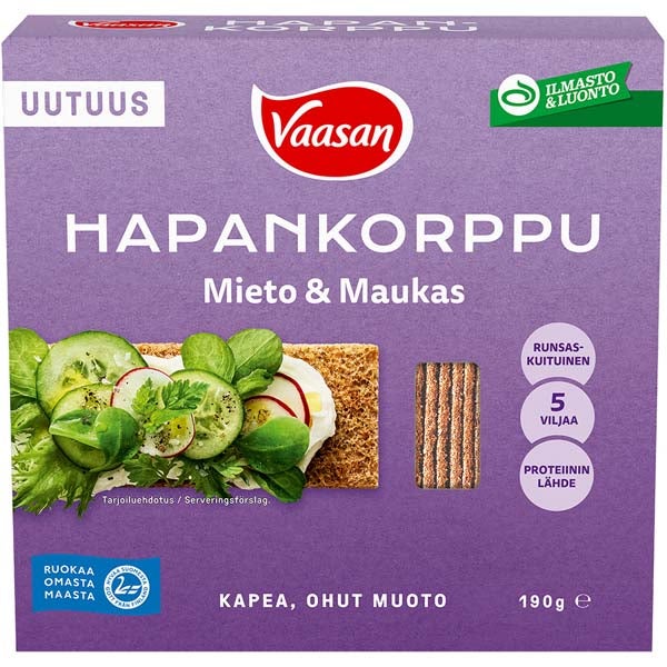 Vaasan Mieto & Maukas hapankorppu 190g
