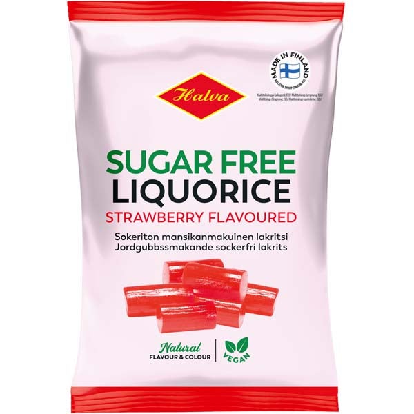 Halva Sugar Free mansikan makuinen lakritsi sokeriton 90g