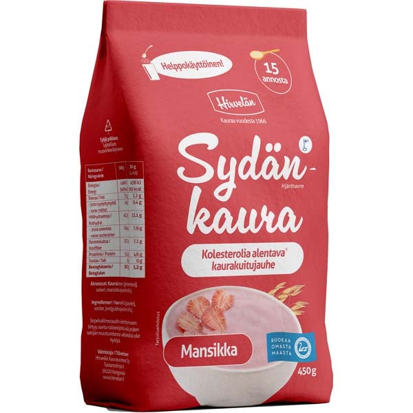 Hirvelän Sydänkaura Mansikka beetaglukaanivalmiste 450g