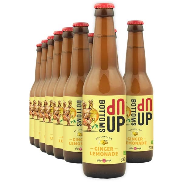 12kpl Bottoms Up Inkivääri Lemonade virvoitusjuoma luomu 330ml