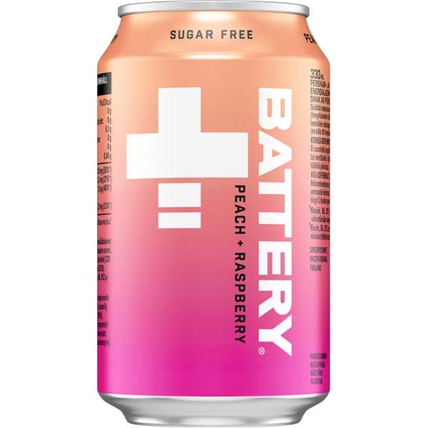 Battery Peach Raspberry sokeriton energiajuoma 330ml