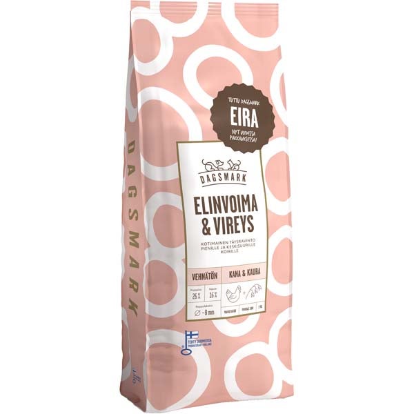 Dagsmark Elinvoima & Vireys kana-kaura kuivaruoka koirille 2kg