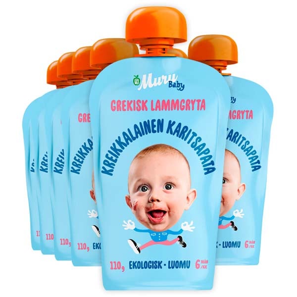 6kpl Muru Baby Kreikkalainen Karitsapata lastenateria luomu 6kk 110g