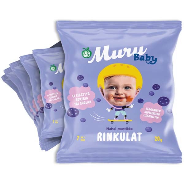 8kpl Muru Baby Maissi-mustikka rinkulat luomu 7kk 20g