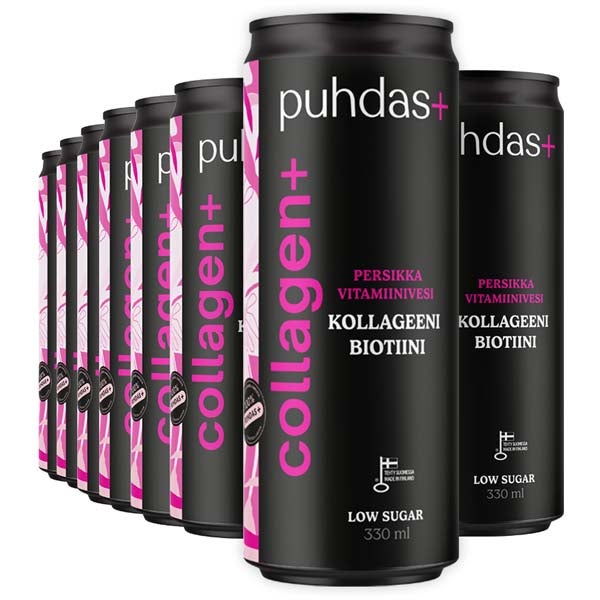 24kpl Puhdas+ Collagen+ Persikka vitamiinivesi 330ml
