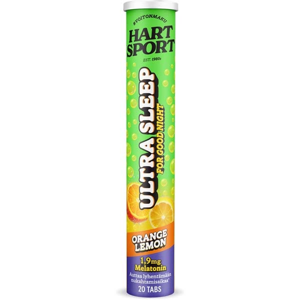 Hart-Sport Ultra Sleep Orange & Lemon nelatoniini-vitamiini poretabletti 20tabl