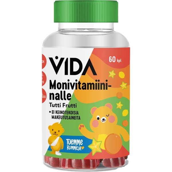 60kpl - Vida Tutti Frutti monivitamiininalle pureskeltava vitamiinivalmiste 120g
