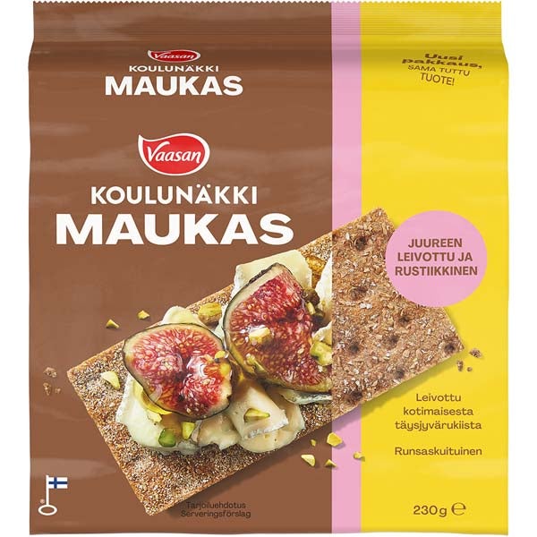 Vaasan Koulunäkki Maukas täysjyväruisnäkkileipä 230g