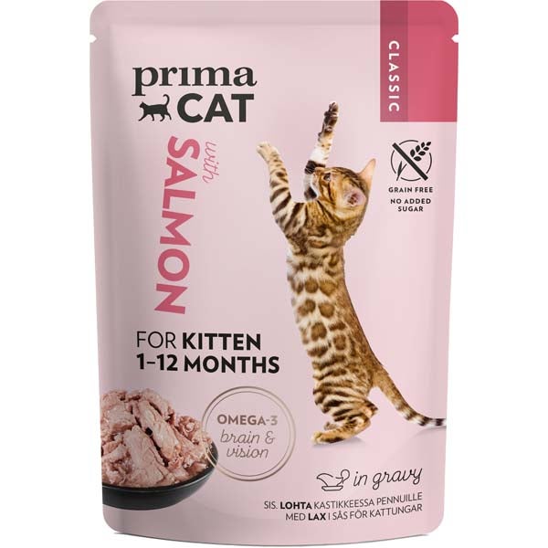 PrimaCat Classic Lohta kastikkeessa täysravinto kissan pennuille 85g