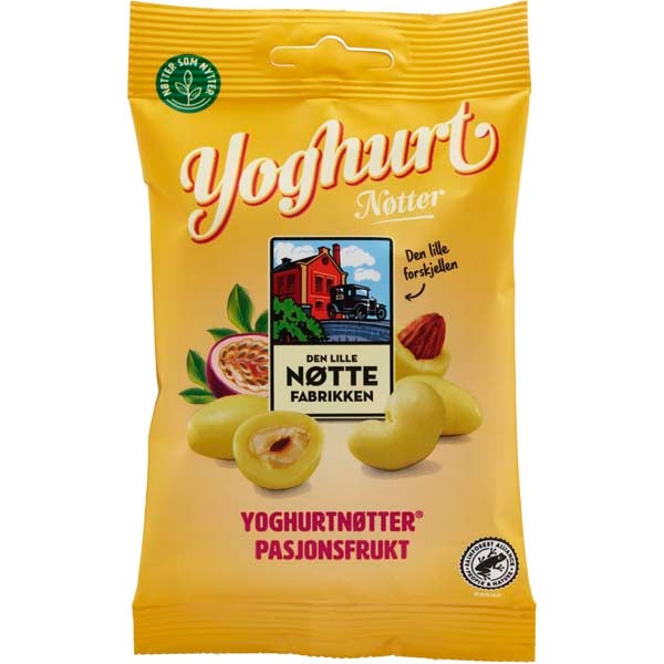 Den Lille Nøttefabrikken Yoghurt Passionhedelmä pähkinäsekoitus 70g