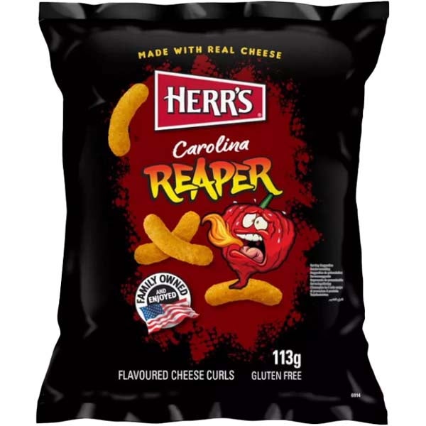 Herr's Carolina Reaper chili-juustosnacks 113g