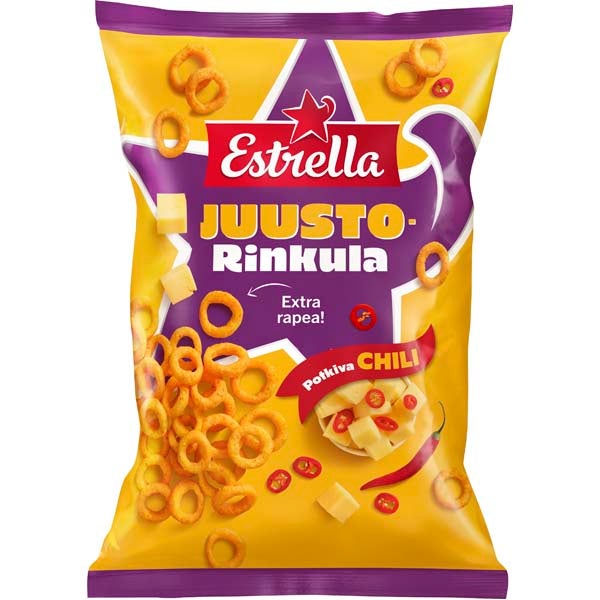 Estrella Juusto Rinkula Potkiva Chili juustosnacks 200g