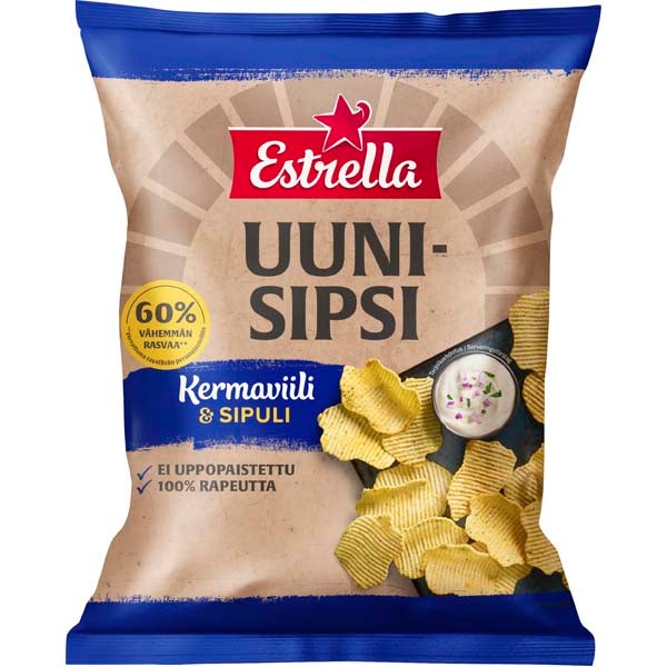 Estrella Uunisipsi kermaviili & sipuli perunalastu 125g
