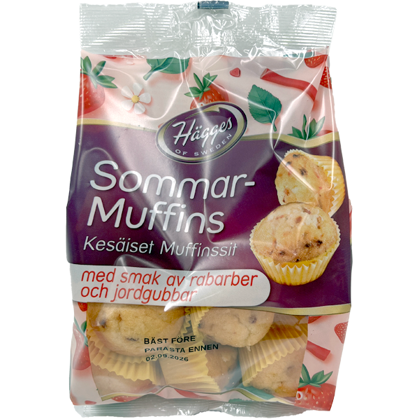 Hägges Mansikka-raparperi muffinssi 200g