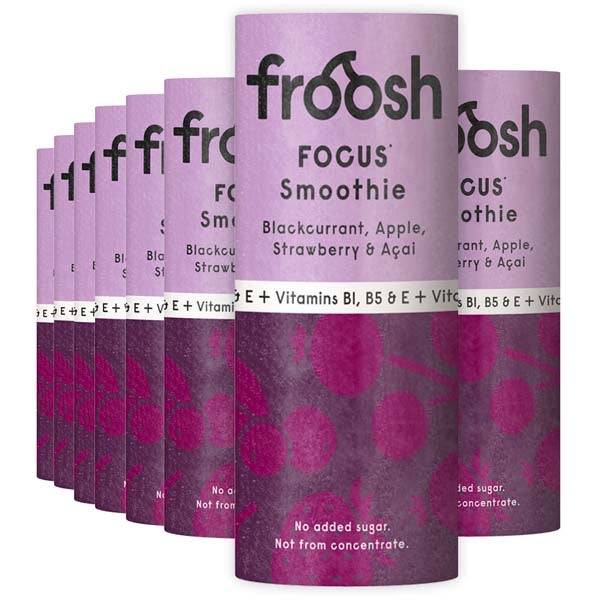 12kpl Froosh Focus Mustaherukka, Omena, Mansikka & Acai smoothie 235ml