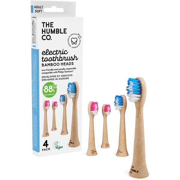 4kpl - The Humble Co Bamboo Heads sähköhammasharjan vaihtopää