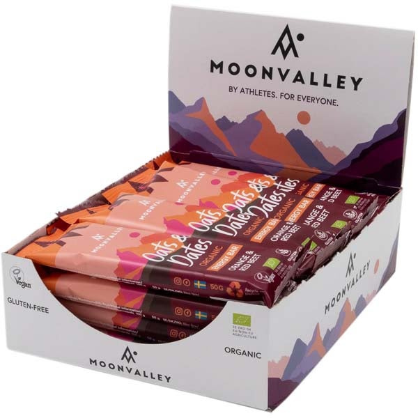 12kpl Moonvalley Oats & Dates Orange&Red Beets välipalapatukka luomu 60g