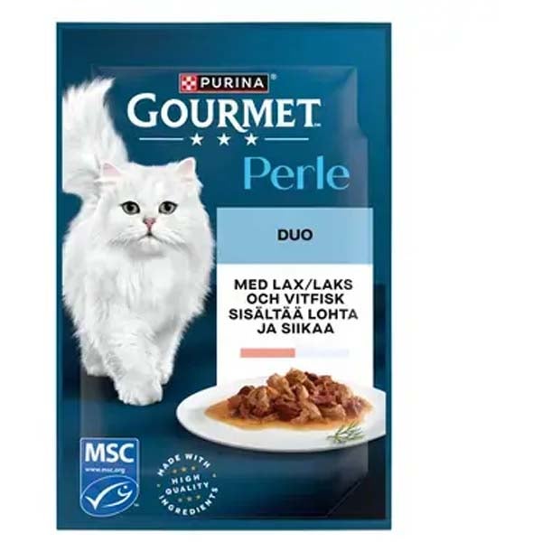 Purina Gourmet Perle DUO lohta ja siikaa kastikkeessa kissanruoka 85g