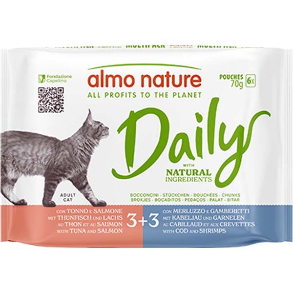 Almo Nature Daily tonnikala & turska kissan märkäruoka 6x70g