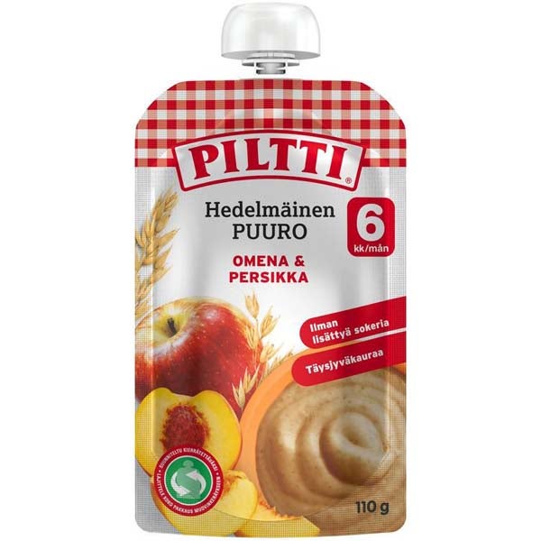Piltti Hedelmäinen Puuro Omena & Persikka lasten valmispuuro 6kk 110g