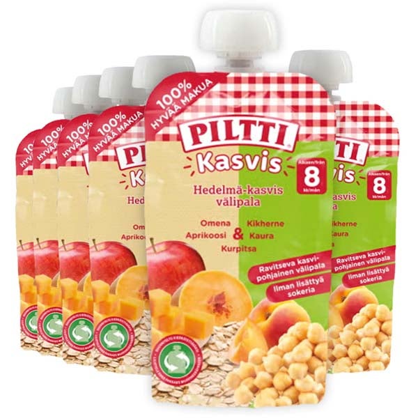 8kpl Piltti Kasvis Hedelmä-kasvis välipala 8kk luomu 110g