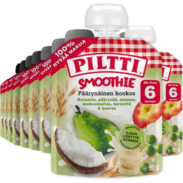 16kpl Piltti Smoothie Päärynäinen kookos annospussi 6kk 90g