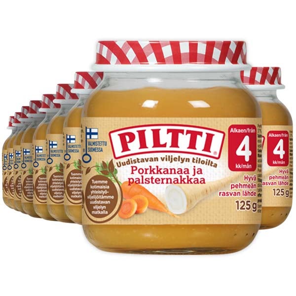 12kpl Piltti Porkkanaa ja palsternakkaa kasvissose 4kk 125g