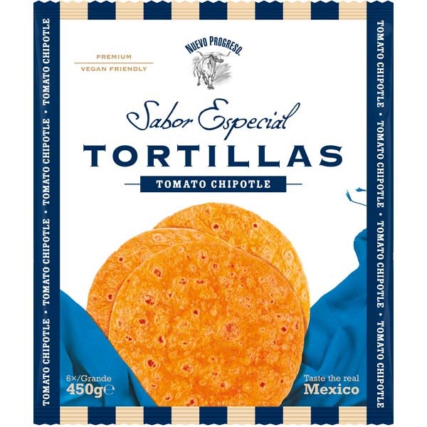6kpl - Nuevo Progreso Sabor Especial Tortillas Tomato Chipotle tortilla 450g