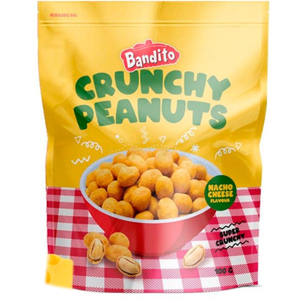 Bandito Crunchy Peanuts Nacho Cheese kuorrutettu maapähkinä 100g