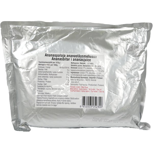 Ananaspaloja ananastäysmehussa 2,7/2,1kg