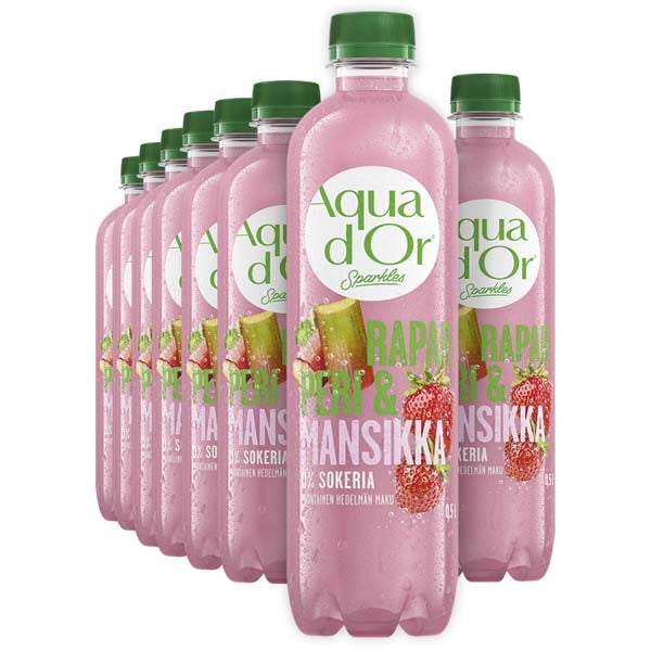 12kpl Sparkles Raparperi ja mansikka kivennäisvesi 500ml