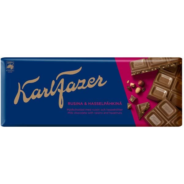 Rusina & Hasselpähkinä suklaalevy 200g