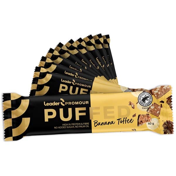 24kpl Promour Puffed Banana Toffee proteiinipatukka 40g