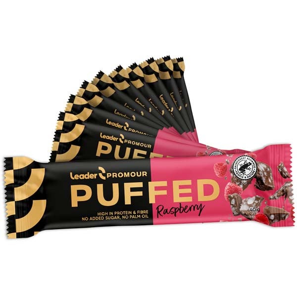 24kpl Promour Puffed Raspberry proteiinipatukka 40g